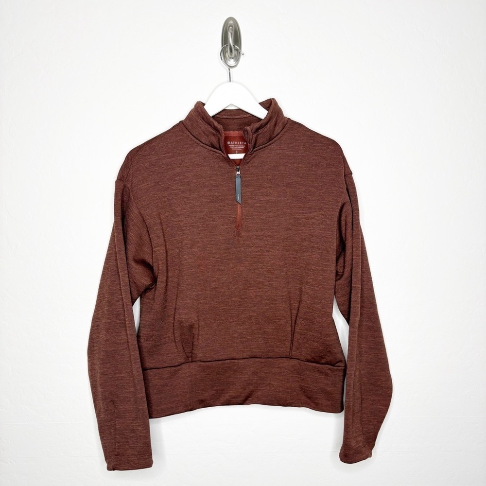 Athleta Altitude Polartec Half Zip Sweatshirt Mahogany Heather Size Small - Picture 4 of 12